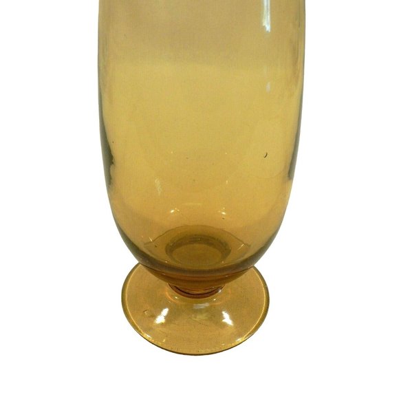 Vase Art Glass Gold Yellow Tall Folded Lip top Mid-Century - Picture 5 of 12